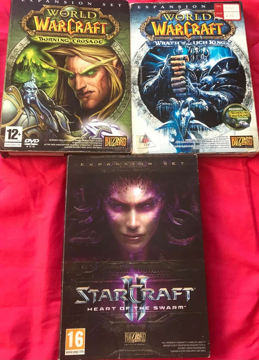 PC DVD Combo World of Warcraft Wrath of the King, Burning Crusade + Starcraft 2 with Boxes