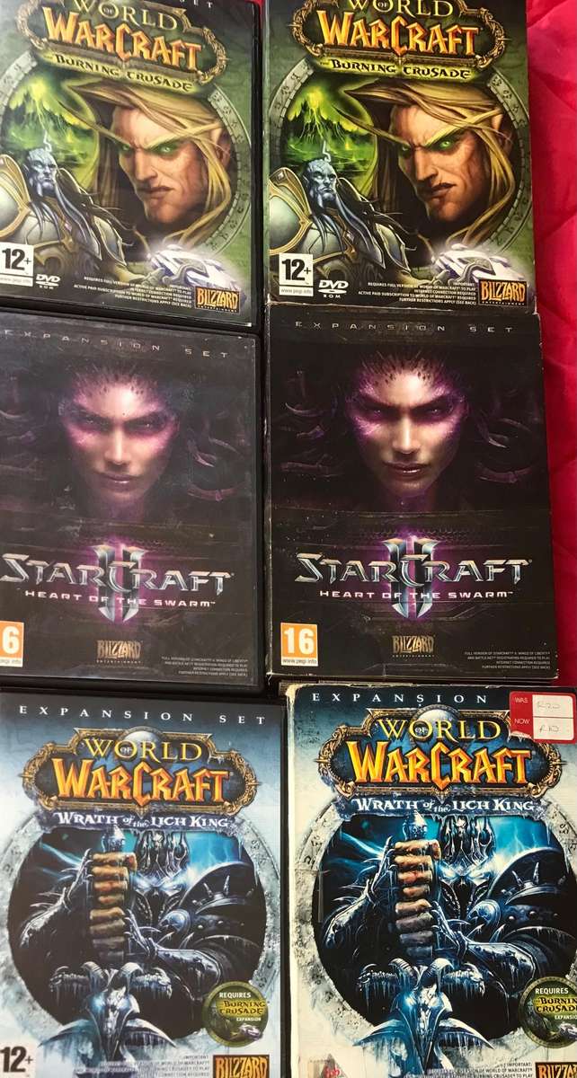 PC DVD Combo World of Warcraft Wrath of the King, Burning Crusade + Starcraft 2 with Boxes