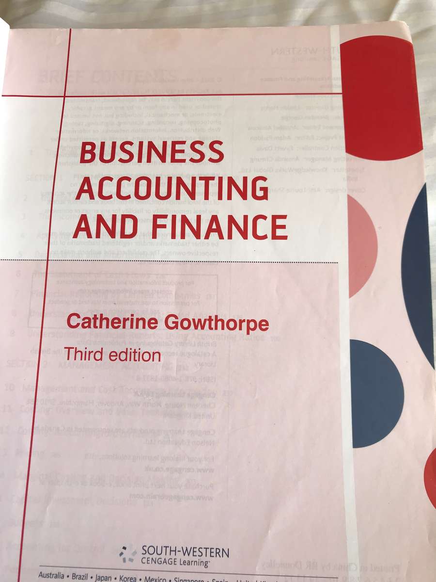 Business Accounting and Finance 3rd edition Catherine Gowthorpe