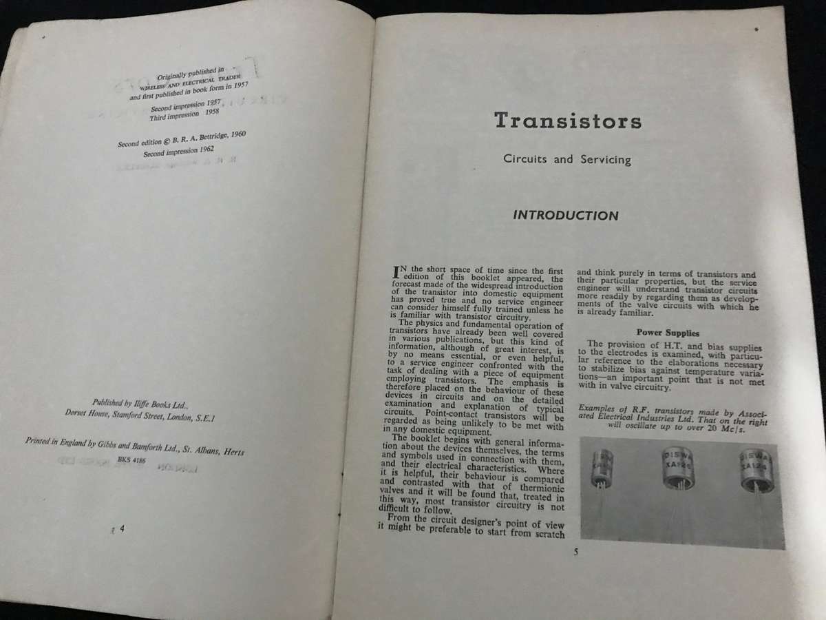 Transistors: Circuits and Servicing AuthorBernard Robert Arthur Bettridge 1962