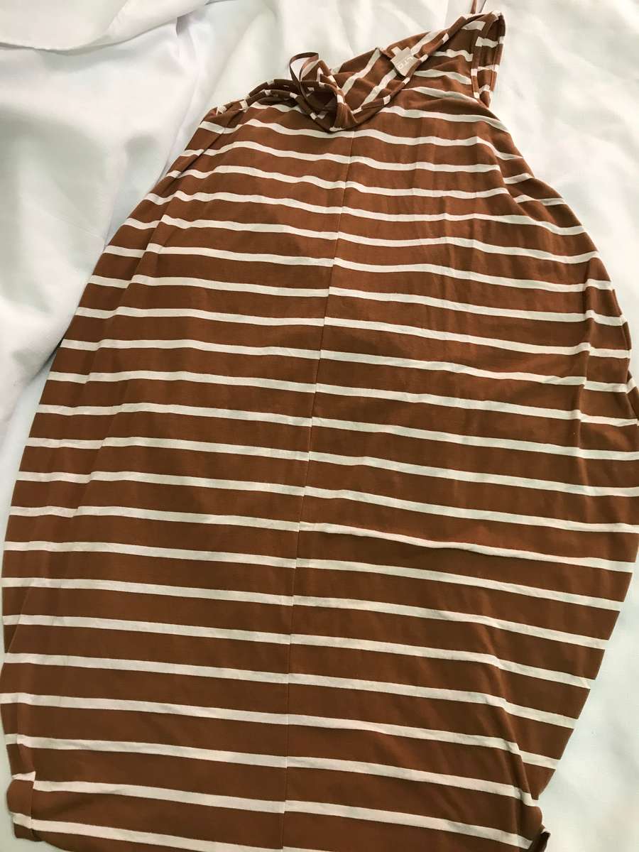 Brown stripe dress size 34 Truworth