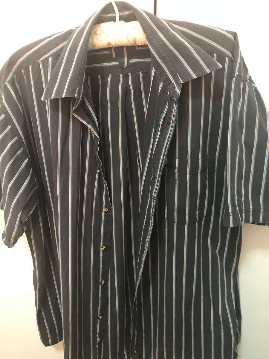 Jeep Shirt Short Sleeve Mens Grey Stripe