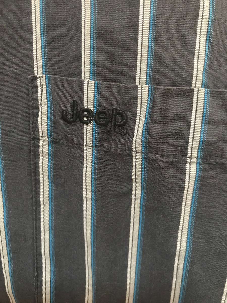 Jeep Shirt Short Sleeve Mens Grey Stripe
