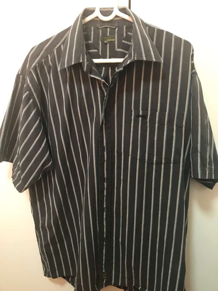 Jeep Shirt Short Sleeve Mens Grey Stripe