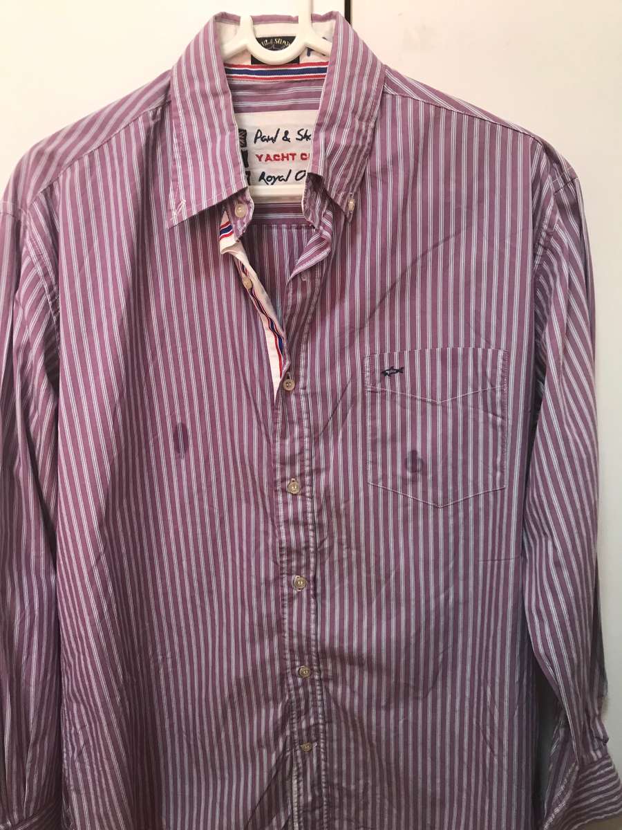 Paul and Shark Shirt Long Sleeve stripe purple size large
