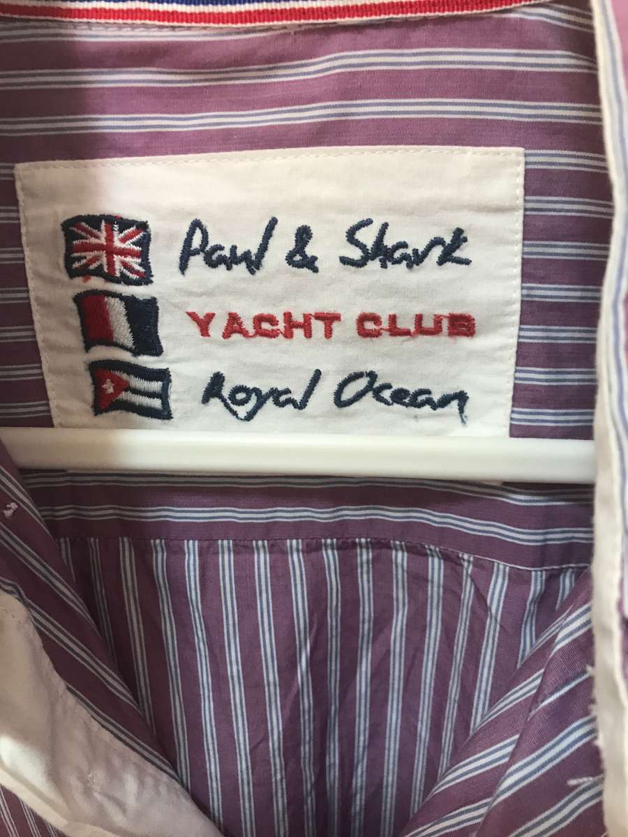 Paul and Shark Shirt Long Sleeve stripe purple size large