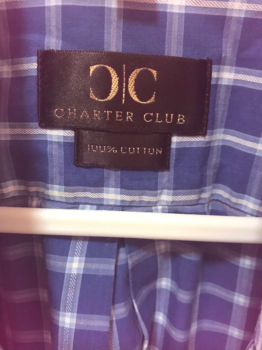 Charter Club Mens Long Sleeve Shirt size Large check blue