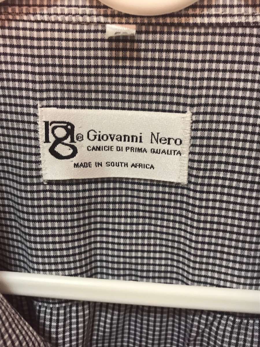 Giovani Nero Shirt Mens Long Sleeve Check Black size 50
