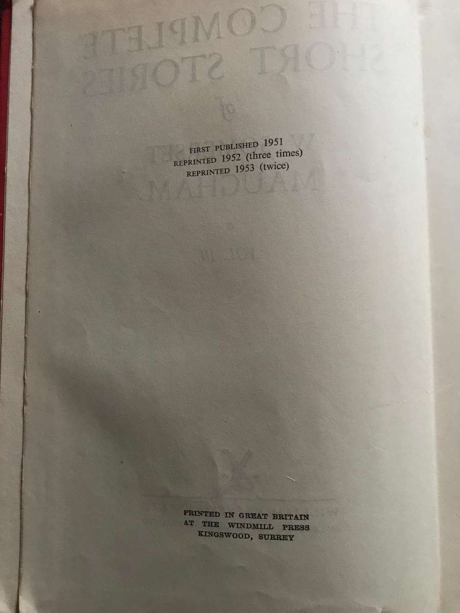 The Complete Short Stories of W. Somerset Maugham, Vol. 3 1953