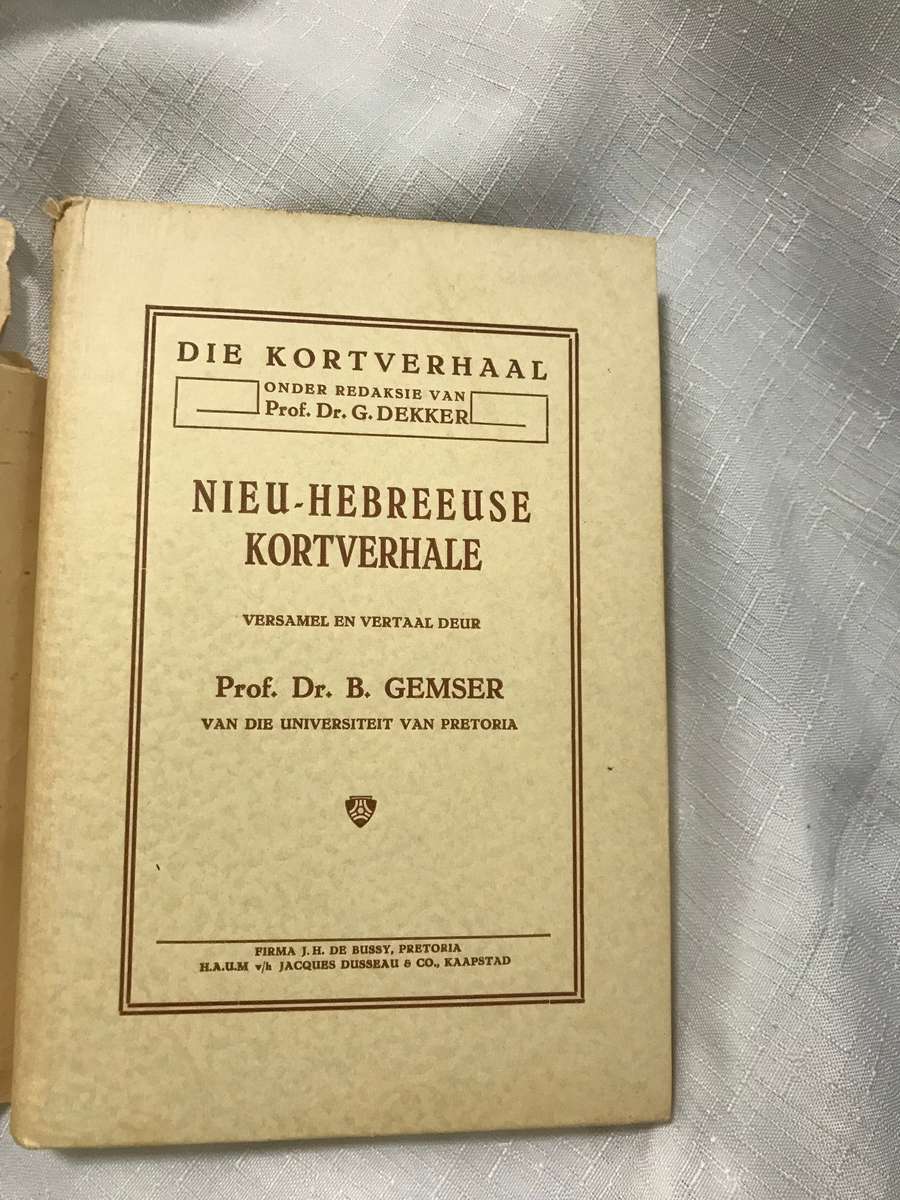 Nieu-Hebreeuse Kortverhale Prof. Dr. B. Gemser 1933