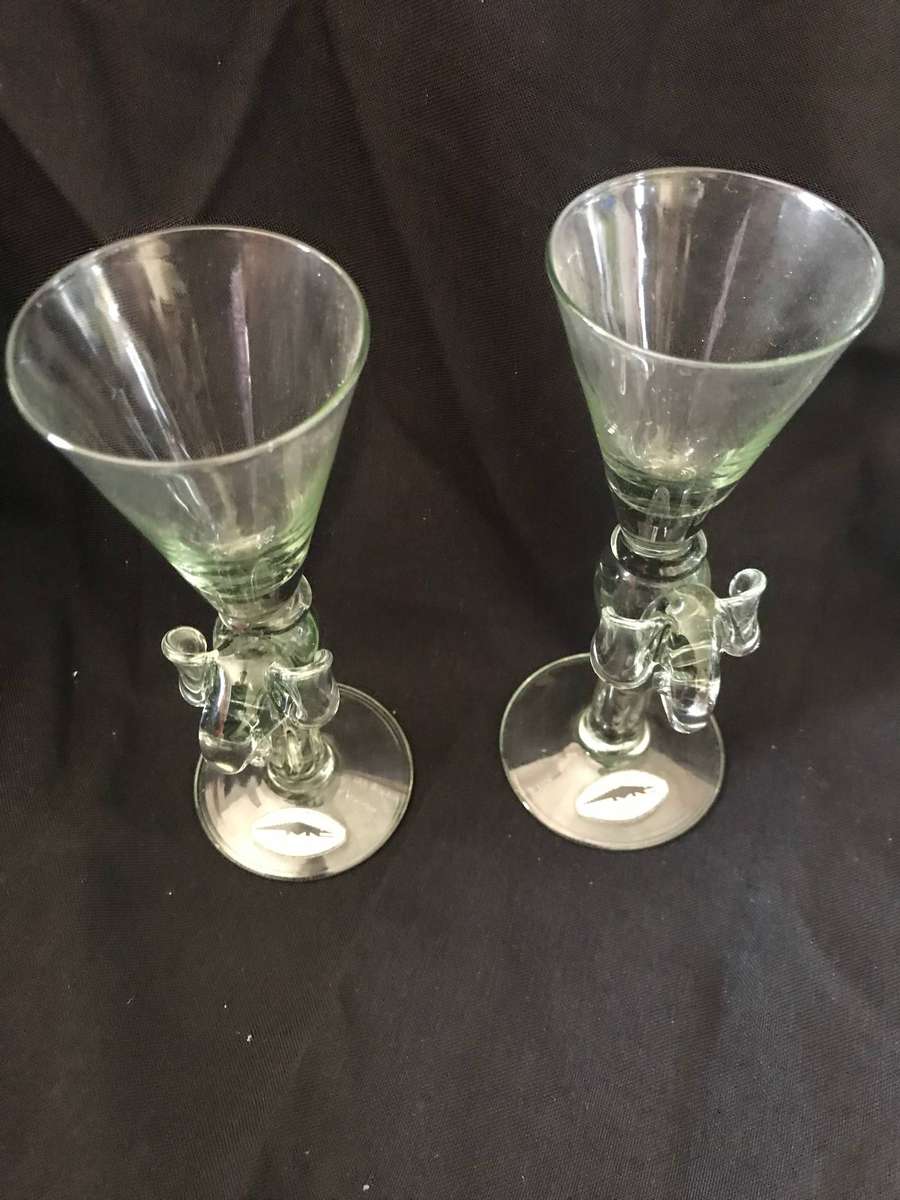 Fairtrade V3 Elephant stem Sherry Glasses Pair Handmade Kingdom of Zwaziland