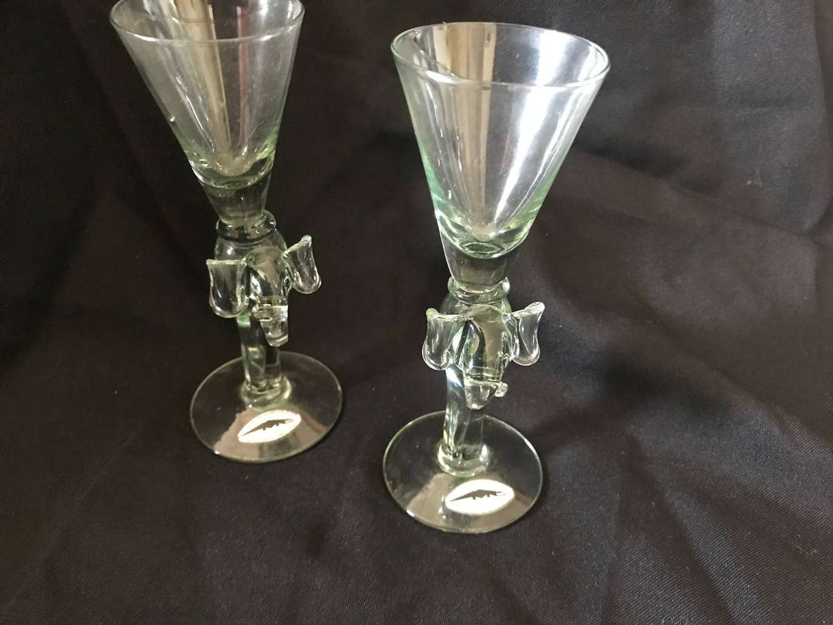 Fairtrade V3 Elephant stem Sherry Glasses Pair Handmade Kingdom of Zwaziland