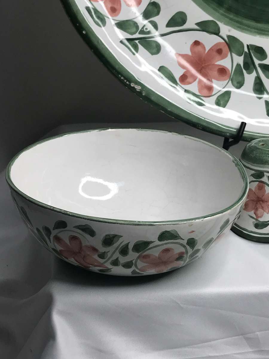 The Potter Ceramic Hand Painted 14piece Serving Set Huge Platter Plate