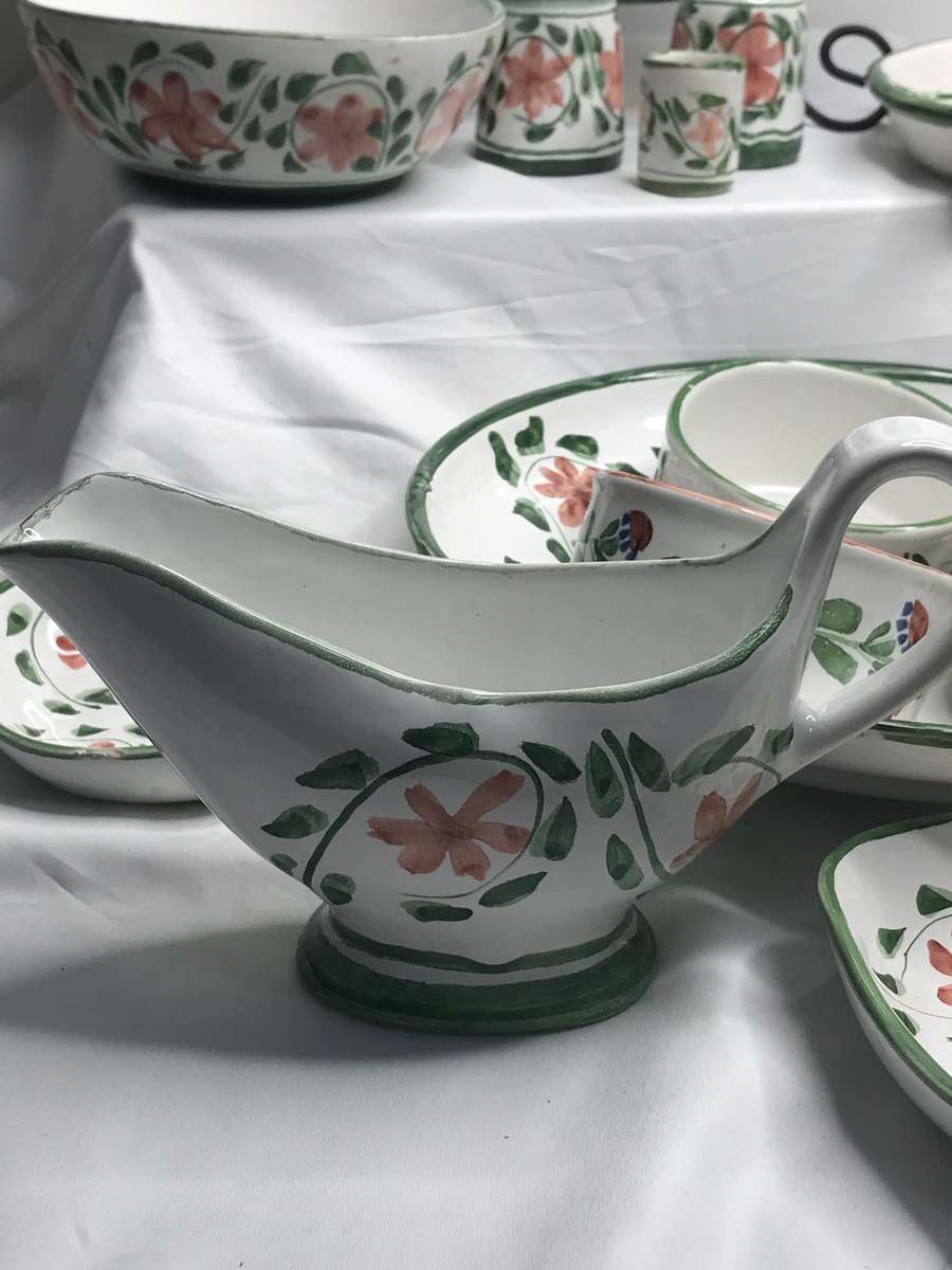 The Potter Ceramic Hand Painted 14piece Serving Set Huge Platter Plate