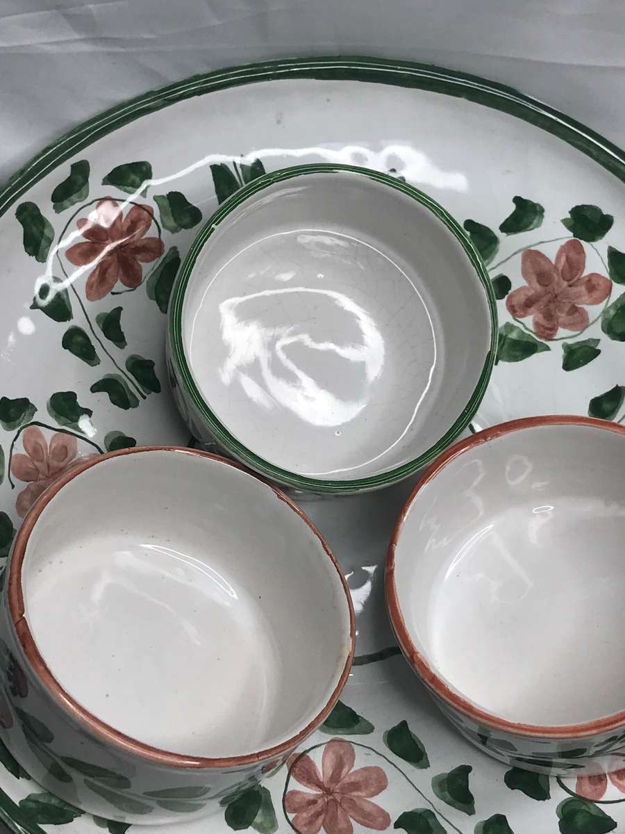 The Potter Ceramic Hand Painted 14piece Serving Set Huge Platter Plate