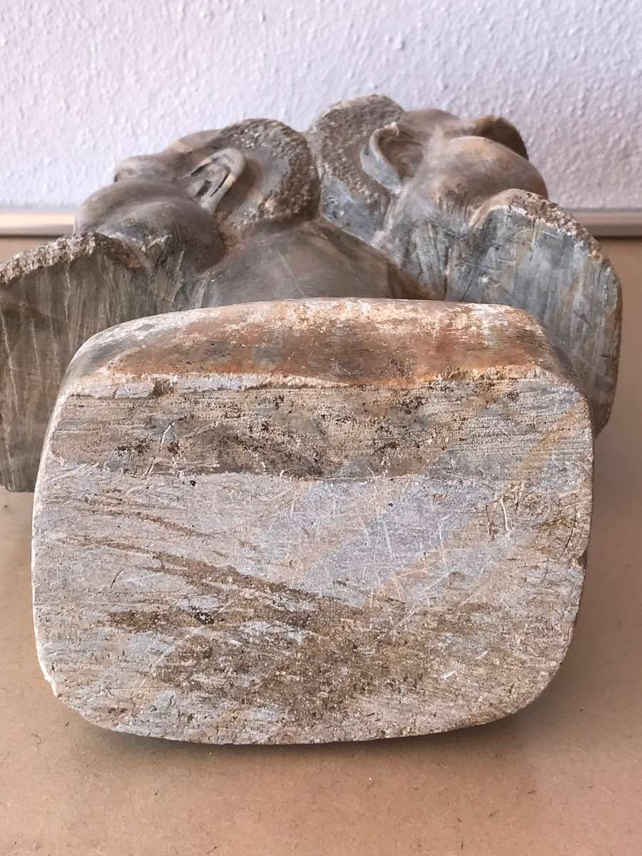 African Double Head Bust Male Soap Stone Hand Made