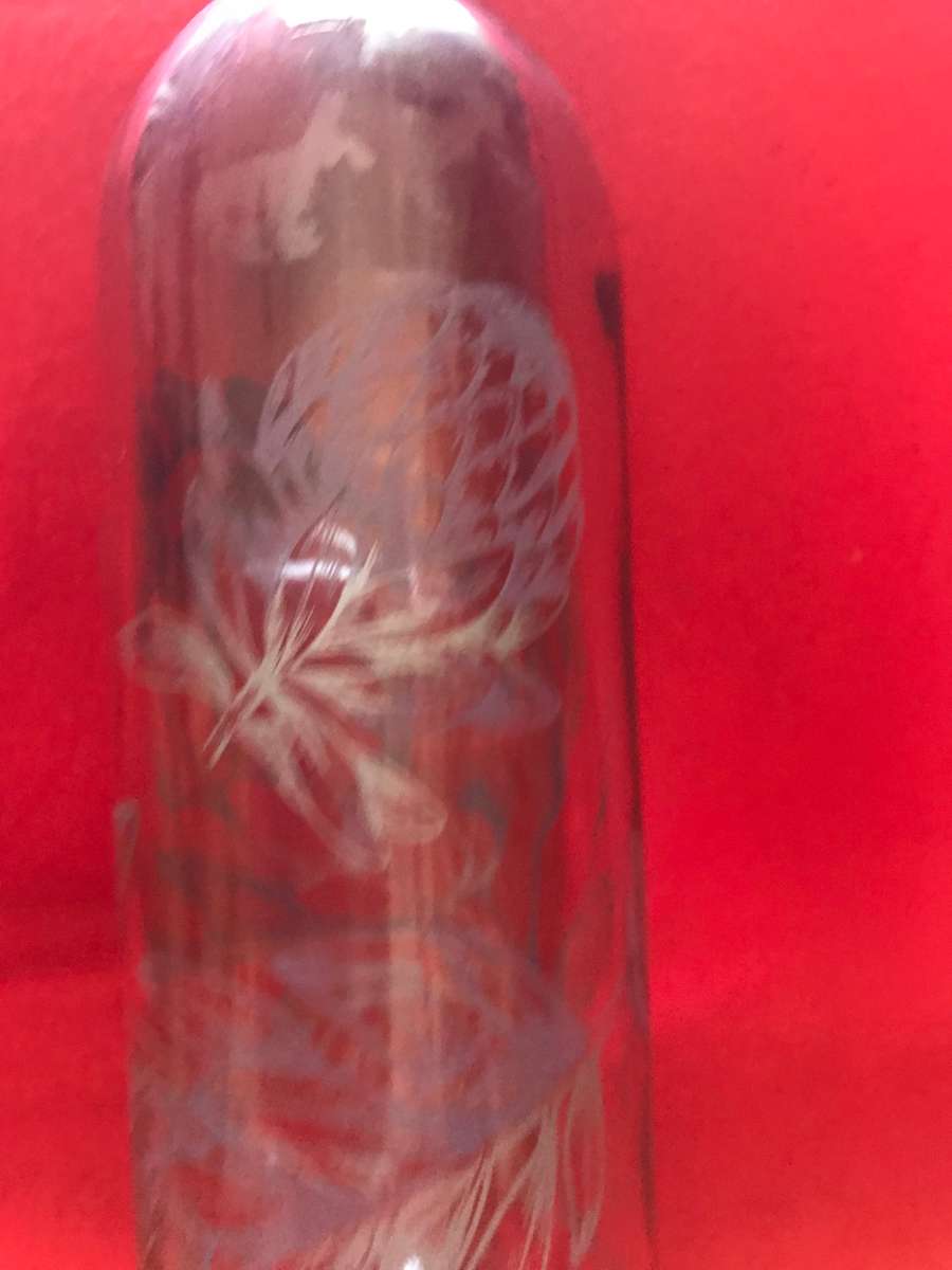 Protea painting on pink bottle