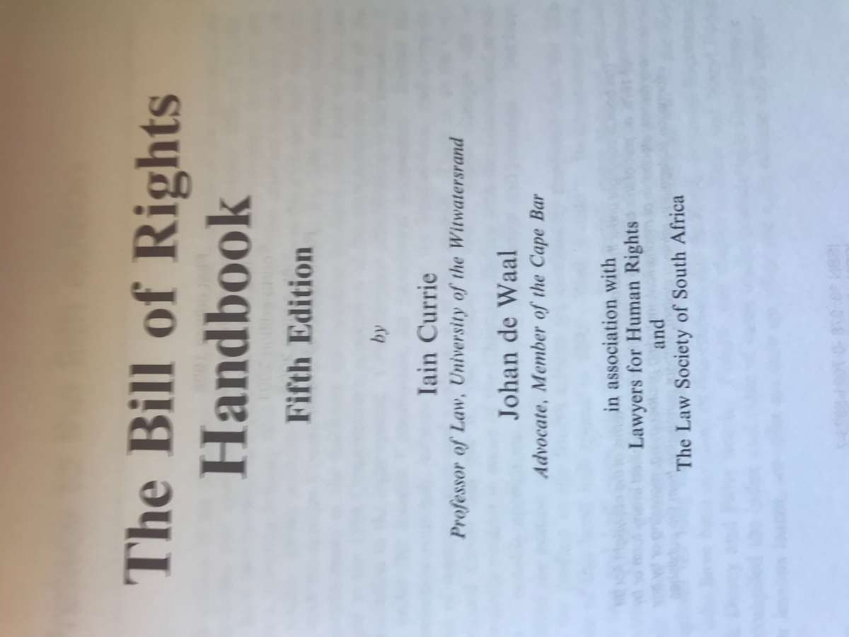 The Bill of Rights Handbook 5th Edition Iain Currie