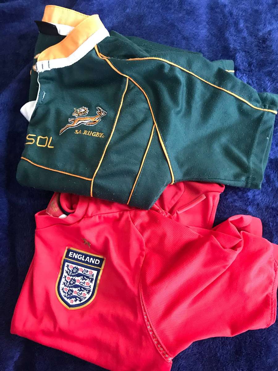 Rugby jerseys size 11-12 yrs old Springbok and England 