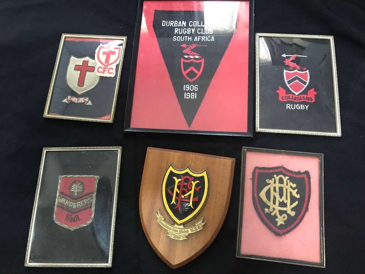 Durban Rugby club badges in frames and plague