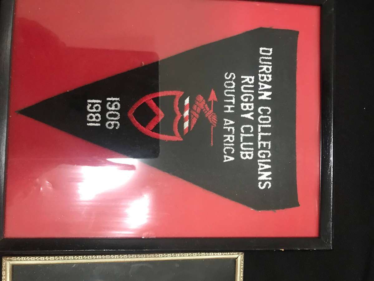 Durban Rugby club badges in frames and plague