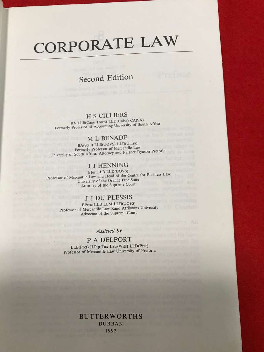 Corporate Law , 2nd Edition Cilliers, H.S., Benade, M.L.,
