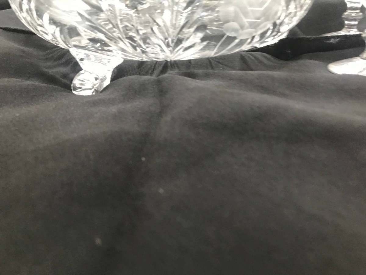 Vintage Cut Rose Cut Crystal 3 Footed Centerpiece Bowl with 5 glasses