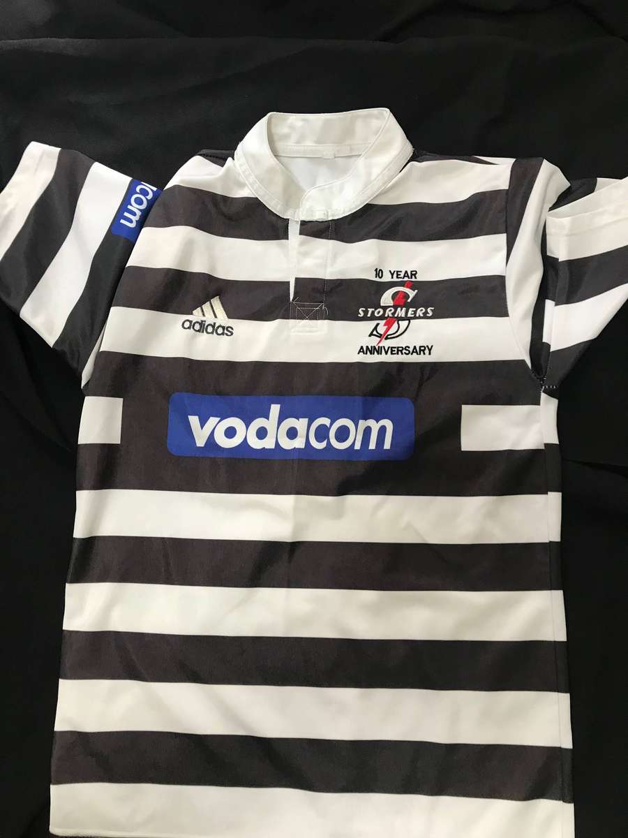 Stormers Jersey 10 year Anniversary black and white stripe Large