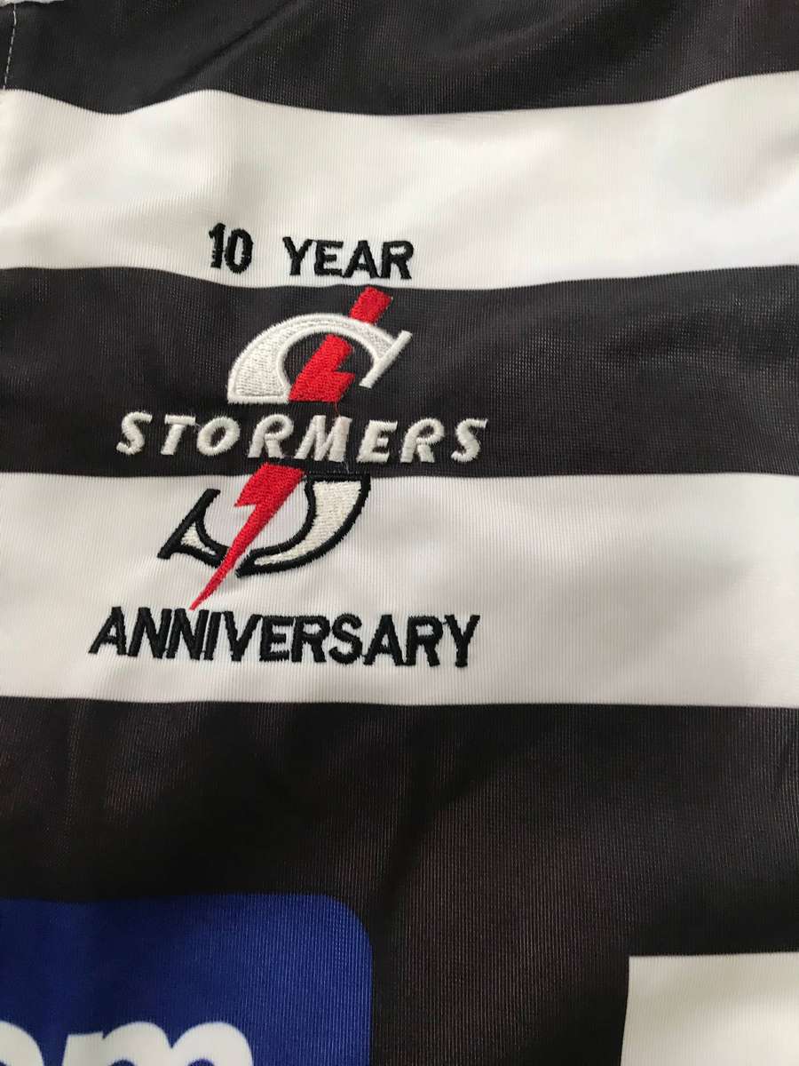 Stormers Jersey 10 year Anniversary black and white stripe Large