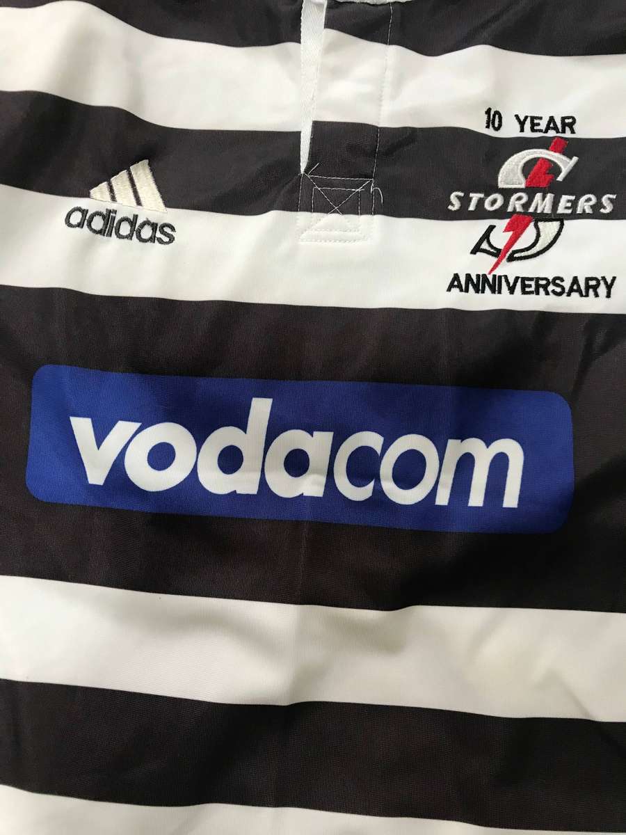 Stormers Jersey 10 year Anniversary black and white stripe Large