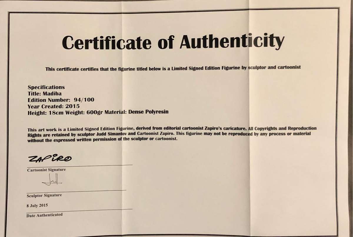 Zapiro Mandela Collectible Figurine Limited Edition 94/100