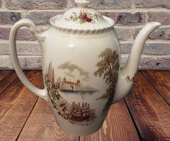 Johnson Bros England Castle on the Lake Tea / Coffee Pot  19 cm tall