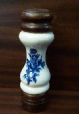 Porcelain and Wood white and blue rose Salt Shaker  16 cm