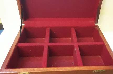 Six Compartment Wooden Box 31 cm x 23 cm x 9 cm