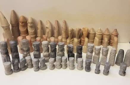 Bulk lot of assorted Stone Chess Pieces
