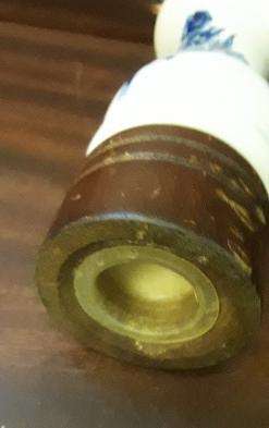 Porcelain and Wood white and blue rose Salt Shaker  16 cm