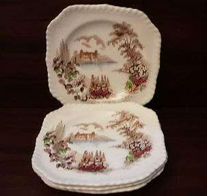 Johnson Bros England Castle on the Lake Four Side Cake Plates 16 cm