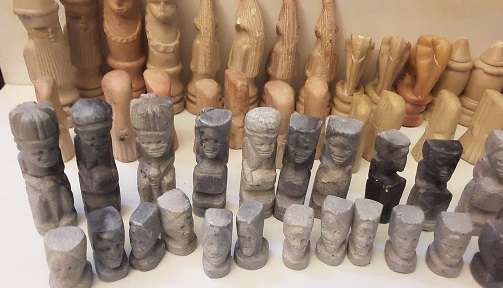 Bulk lot of assorted Stone Chess Pieces