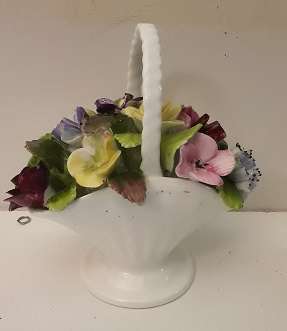 Adderley England Porcelain basket  Flowers  10 cm
