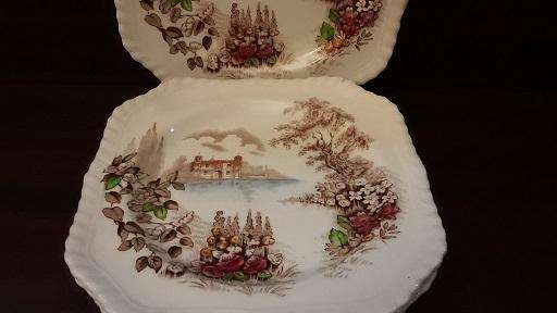 Johnson Bros England Castle on the Lake Four Side Cake Plates 16 cm