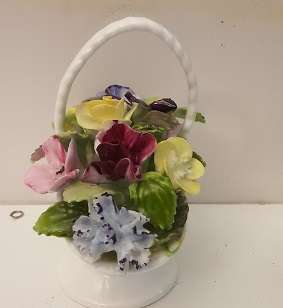 Adderley England Porcelain basket  Flowers  10 cm