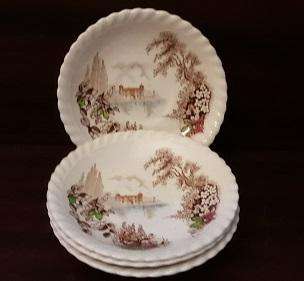 Johnson Bros England Castle on the Lake Four Saucer Plates 12 cm