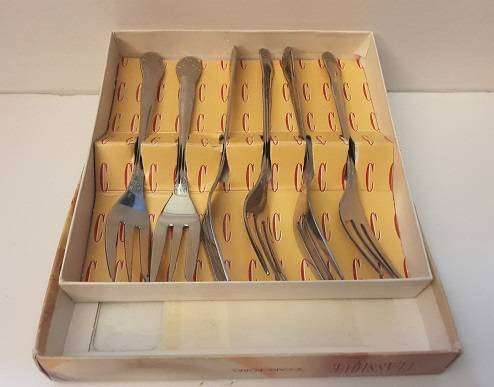 Set of Six Cake Forks Stainless Steel