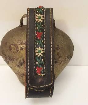 Antique Large Cow Bell  Swiss embroidered 12 cm x 12 cm
