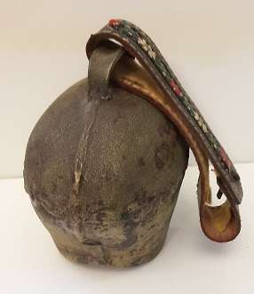 Antique Large Cow Bell  Swiss embroidered 12 cm x 12 cm
