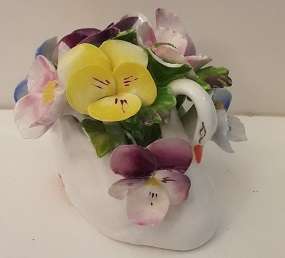 Denton England Porcelain  swan with  Flowers  7 cm