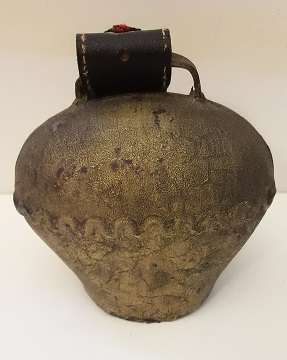 Antique Large Cow Bell  Swiss embroidered 12 cm x 12 cm