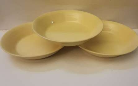 Three Wood's Ware England Jasmine  Yellow Bowls 20 cm x 3,5 cm
