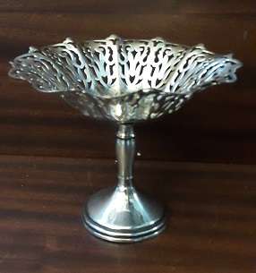 Silver Plate  on Copper Pedestal Bowl  12cm