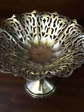 Silver Plate  on Copper Pedestal Bowl  12cm